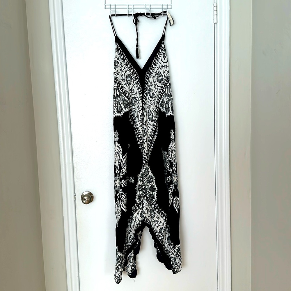 Bandana Dress Assymmetric Hem V Neckline